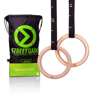 Houten Turn Gym Ringen 32MM – Inclusief Verstelbare Straps en Draagtas | StreetGains®