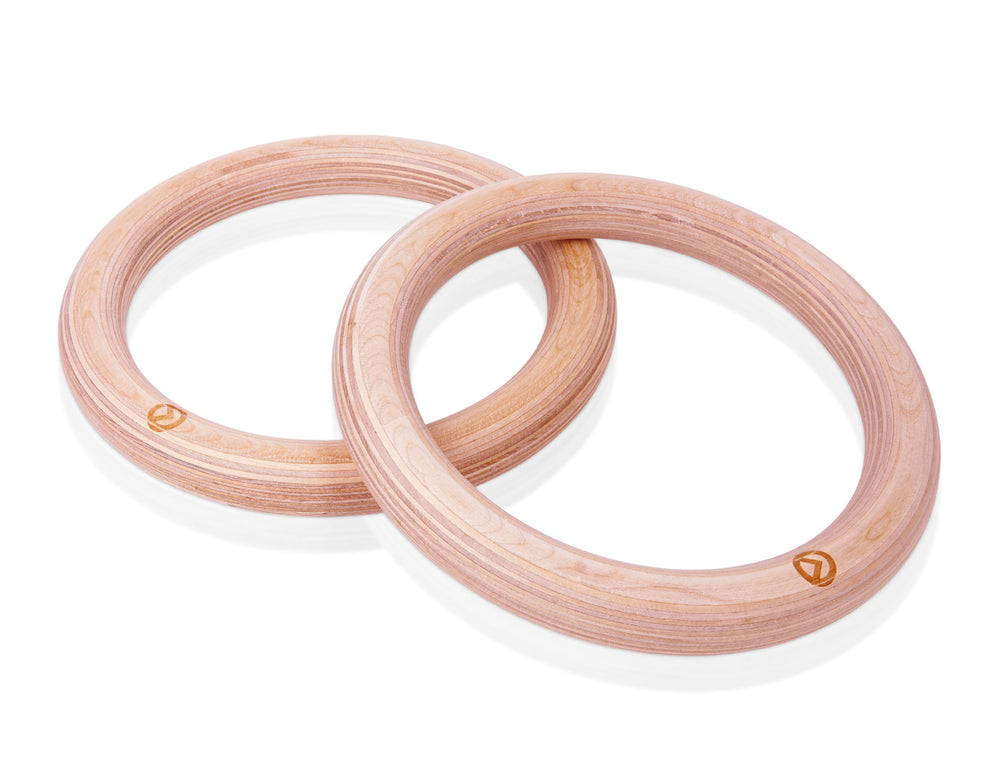 Wooden Gymnastics Rings 28MM – Includes Adjustable Straps and Carrying Bag | StreetGains®