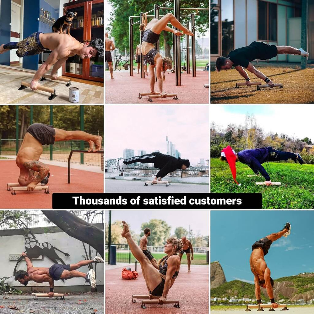 Parallettes en bois avec manche ergonomique - Basses | Pullup & Dip®