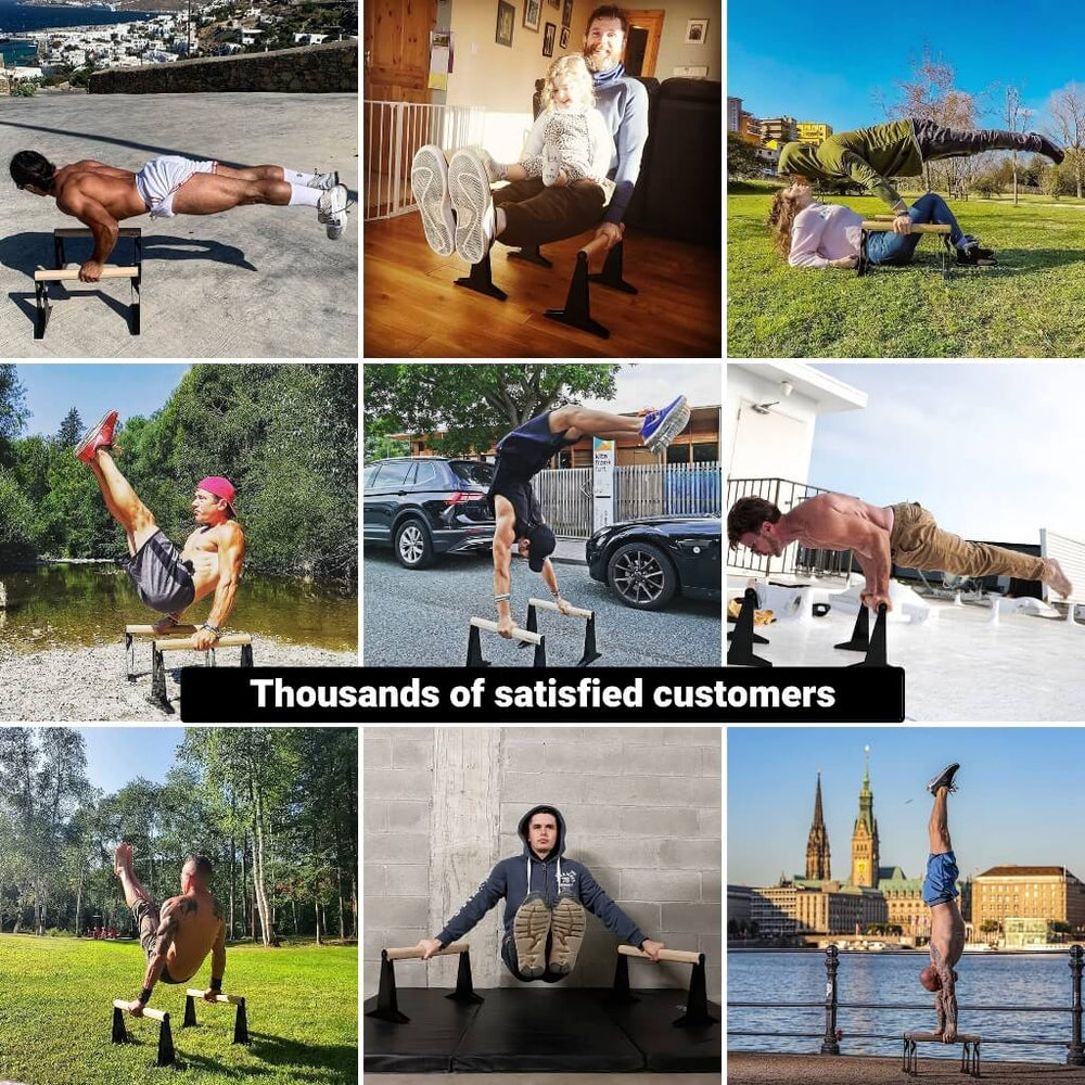 Holz-Parallettes mit ergonomischem Holzgriff – mittel | Pullup & Dip®