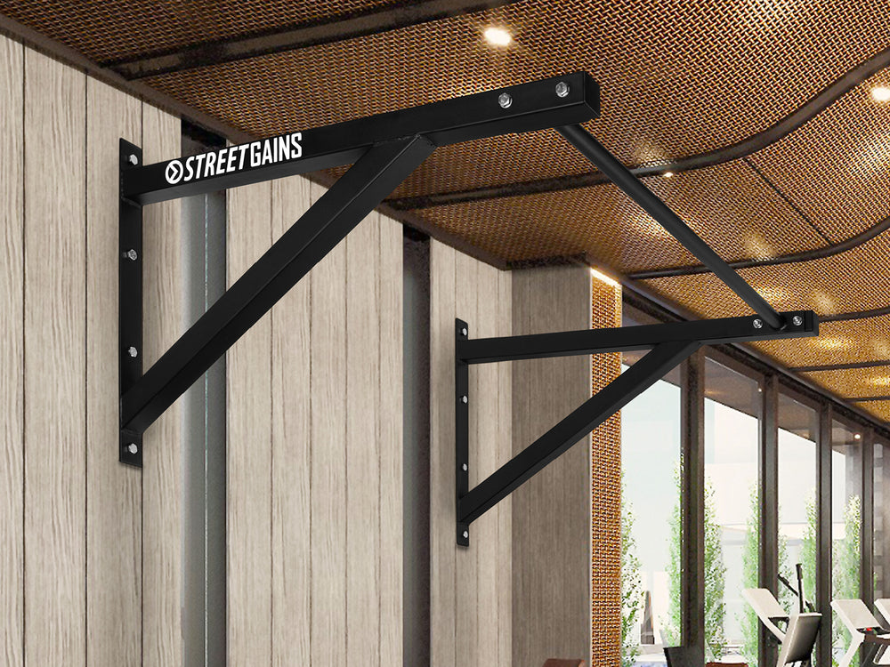 Barre de traction à prise droite noire | StreetGains®