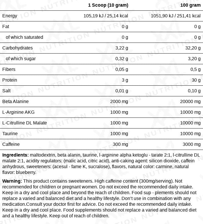 Blast! Pre-Workout Caffeine Free 300g | XXL Nutrition®