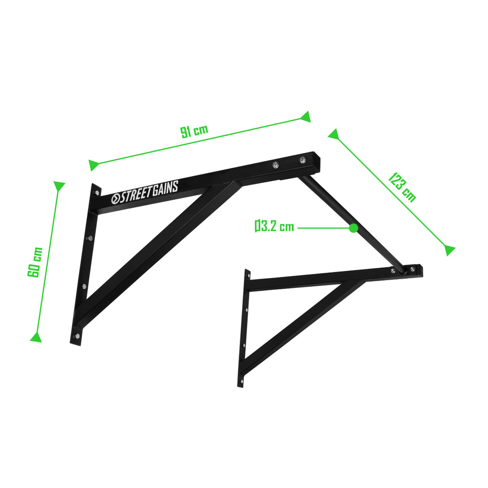 Barre de traction à prise droite noire | StreetGains®