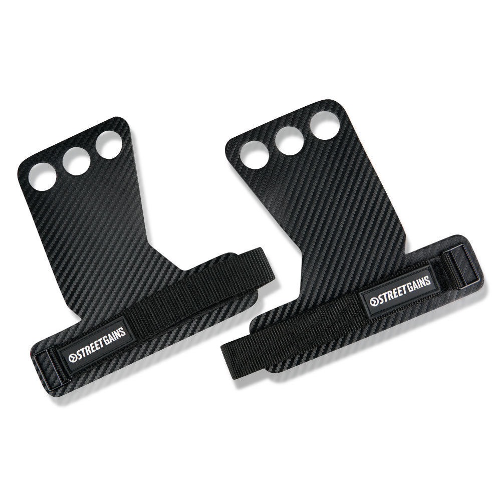 StreetGains® Carbon Fiber Palm Grips Maat S – Handbeschermers voor Calisthenics, Crossfit & Fitness – Verstelbare Grip Pads voor Optimale Steun & Bescherming